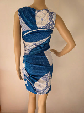 Emilio Pucci Blue Multicolor Signature Print Summer Dress 6 sz
