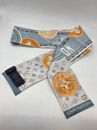 Louis Vuitton Blue LV logo Malles Merveilleuses Silk Bandeau