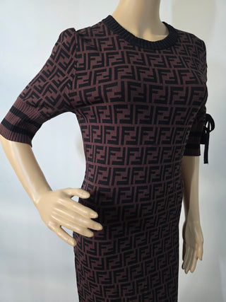 Fendi Brown FF Zucca Monogram Midi dress 40 sz
