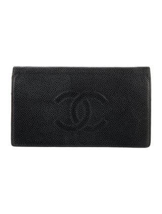Chanel Black Leather Vintage Interlocking CC Logo Wallet