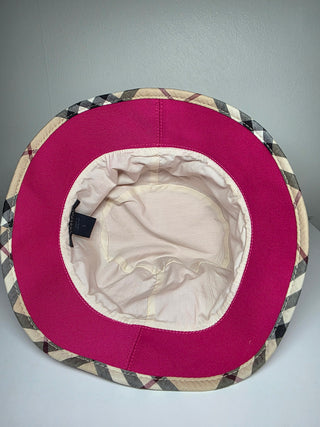 Burberry Pink Nova Check trim bucket hat L sz