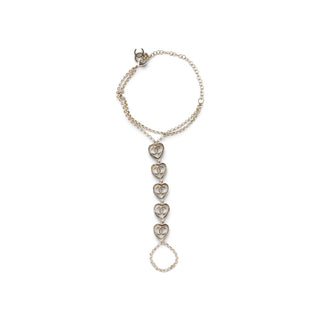 Chanel Gold-tone Interlocking CC Heart Station Bracelet and Ring