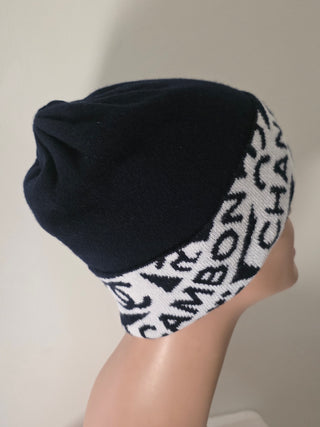 Chanel Black/White Interlocking CC Cashmere Beanie One size