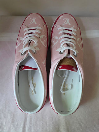 Louis Vuitton Pink Red LV Monogram Sneakers 41 sz