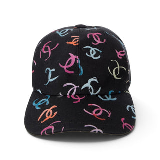 Chanel Black multicolor Interlocking CC Printed Baseball Cap