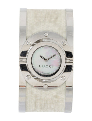 Gucci stainless steel white GG Monogram twirl watch