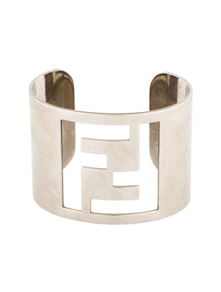 Fendi Silver-tone FF Cutout Logo Wide Cuff
