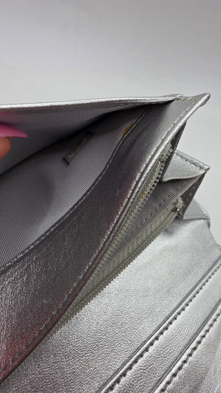 Chanel Silver-tone Interlocking CC Yen Wallet Bifold Wallet