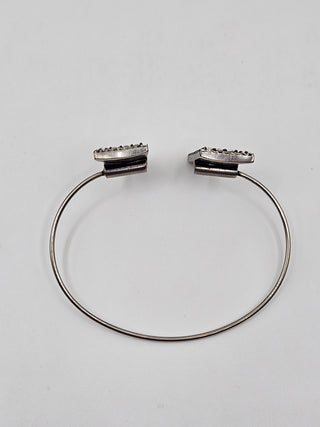 Fendi Silver-tone Crystal F is Fendi Logo Cuff Bracelet