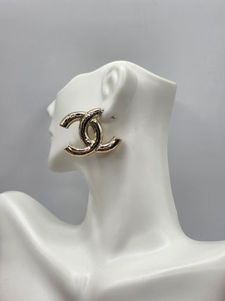Chanel Gold-tone 2022 Interlocking CC Earrings