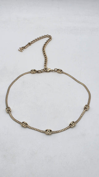 Chanel 2025 Interlocking CC Station Gold-tone Choker Necklace