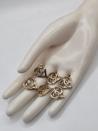 Chanel Gold-tone 2022 Triple Heart CC Drop Earrings