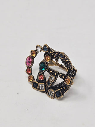 Gucci Crystal 'GG' Logo Cocktail Ring SZ 6.75 M