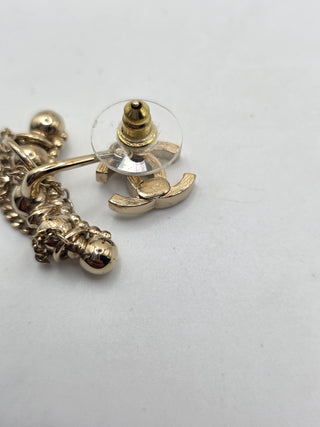 Chanel Gold-tone Strass CC Asymmetrical Ear Cuff Earrings