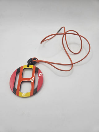 Hermès Red Multicolor H Equipe Pendant Necklace