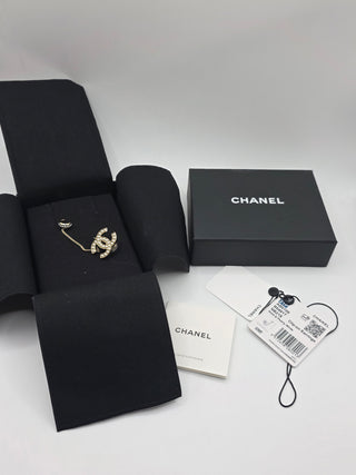 Chanel Gold-tone 2021 Faux Pearl CC Single Ear Cuff Clip-On Earring