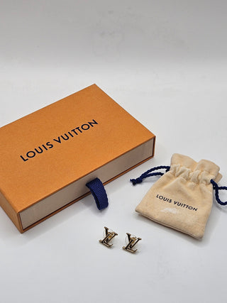 Louis Vuitton Gold-tone LV Logo Iconic Stud Earrings