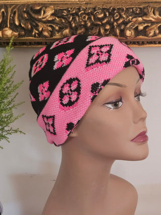 Louis Vuitton Pink Black Wool 3D Monogram Beanie NWT