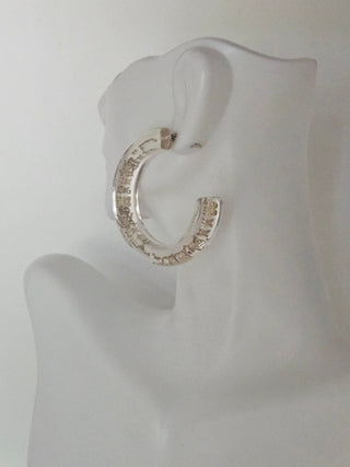 Louis Vuitton Clear Gold LV Charm Inclusion Hoop Earrings