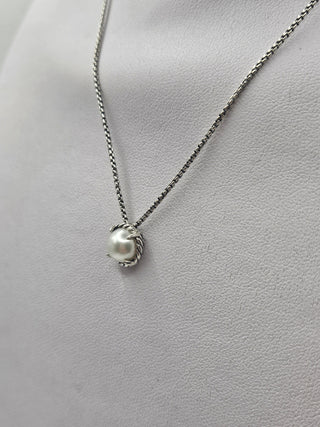 David Yurman Sterling Silver Pearl Chatelaine Pendant Necklace