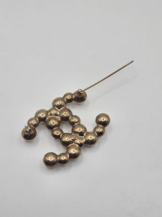 Chanel Gold-tone Faux Pearl Bubbles Interlocking CC Logo Brooch