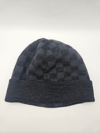 Louis Vuitton Black Petit Damier LV Monogram Wool Beanie