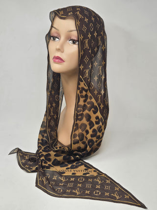 LOUIS VUITTON Monogram Leopard LV Monogram Silk Scarf