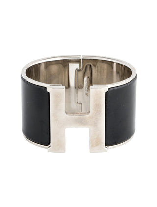 Hermès Black Silver-tone Clic H XL Bracelet