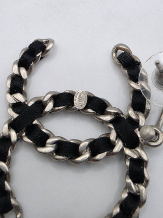 Chanel oversized Woven Interlocking CC Drop Earrings