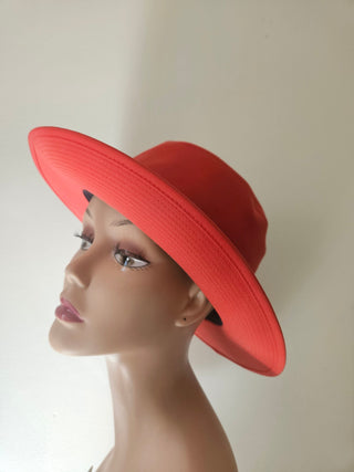 Eye catching Hermès Red Cotton Fedora Hat 58 sz