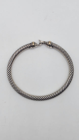 David Yurman 3 mm 18 k Gold Sterling Silver Buckle Classic Cable Bracelet