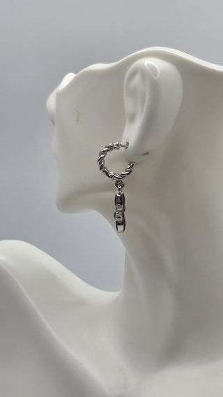 Louis Vuitton Silver-tone Enamel Set of 3 Sweet Monogram Drop Hoop Earrings