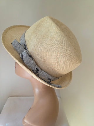 Chanel Beige 2022 Interlocking CC Raffia Fedora Hat S sz