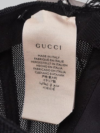 Gucci Black Perforated Leather Mesh GG Baseball Hat S sz