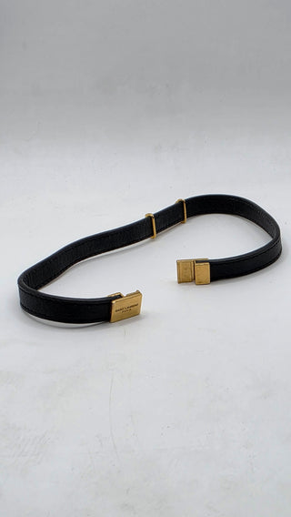 Saint Laurent Gold-tone YSL Logo Leather Choker