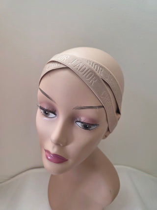 Christian Dior Beige Elastic J'Adior Monogram Headband