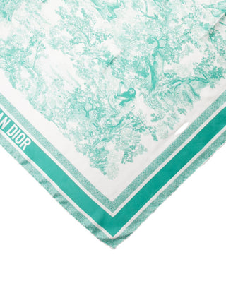 Christian Dior Blue Multicolor 
Silk Printed Scarf