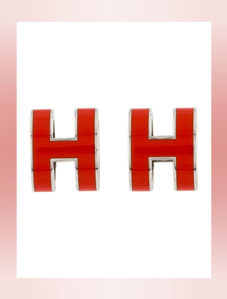 Hermès Enamel Red Mini Pop H Stud Earrings