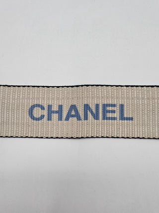 Chanel Grey Nylon 'CHANEL' Logo Print Wide Wrap Bracelet