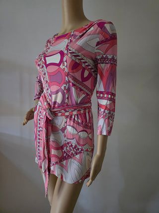 Emilio Pucci Pink Printed Bateau Neckline Tunic S sz