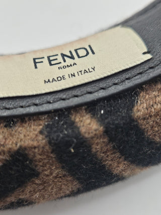 Fendi Brown FF Zucca Logo Pattern Print Headband