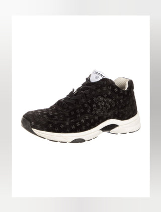 Chanel Black Interlocking CC Logo Suede Sneakers 39.5 EU
