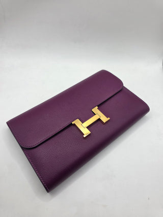 Hermès Purple Leather 2019 Constance Long Wallet