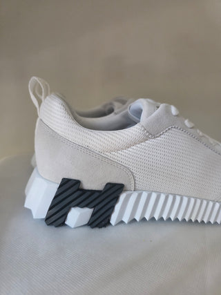 Hermès White Grey Bouncing Athletic Sneakers 40 sz
