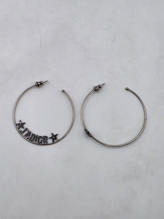 Christian Dior Silver-tone J'Adior Crystal Hoop Earrings