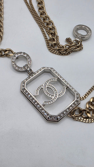 Chanel Strass Interlocking CC Gold-tone Long Station Necklace