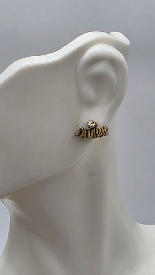 Christian Dior Gold-tone Faux Pearl Crystal J'Adior Drop Earrings