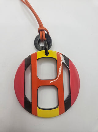 Hermès Red Multicolor H Equipe Pendant Necklace