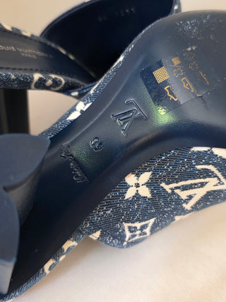 Louis Vuitton Blue LV Monogram Denim Slides 40 sz