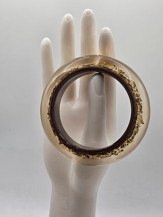 Louis Vuitton Brown Gold-tone Crystal Faux Pearl Resin Inclusion Bangle